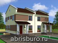 K1682-192 Проект двухэтажного блокированного дома - дуплекса для круглогодичного проживания 2-х семей общей площадью 192,2 м2