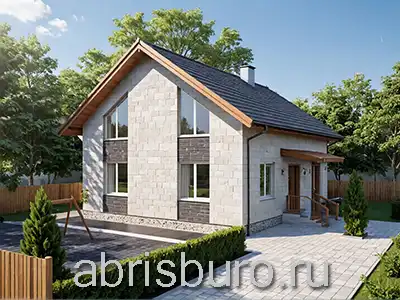 K1748-181 Проект коттеджа со вторым мансардным этажом, 3 спальнями, кабинетом, крыльцом и щипцовой крышей общей площадью 180,94 м2 и габаритными размерами 10,24 х 13,54 м.