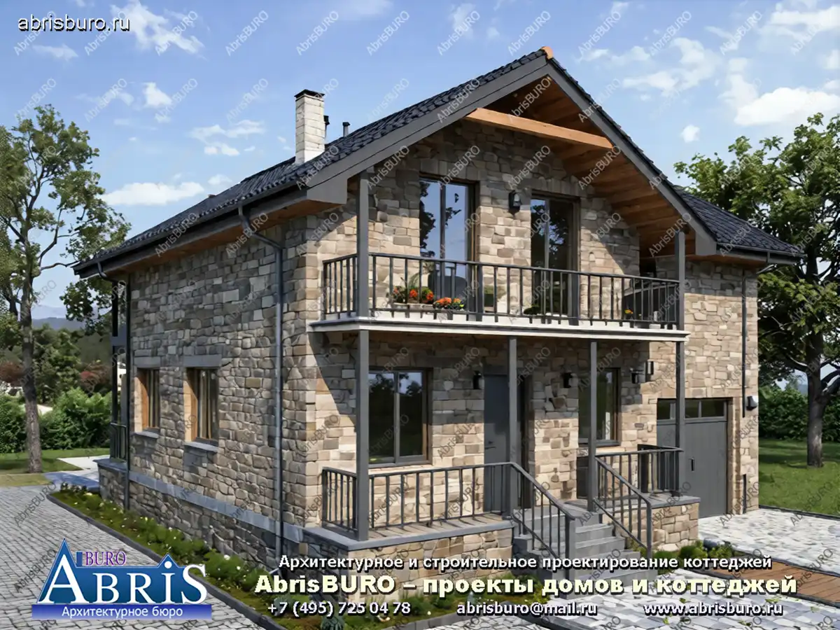 K1753-179 Проект 2-х этажного коттеджа с 3 спальнями