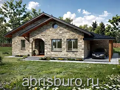 K1759-198 Готовый проект коттеджа с 4 спальнями, вторым мансардным этажом, террасой, и пристроенным хозблоком с крытой авто-парковкой общей площадью 198,24 м2 и габаритными размерами 17,0 х 16,0 м.