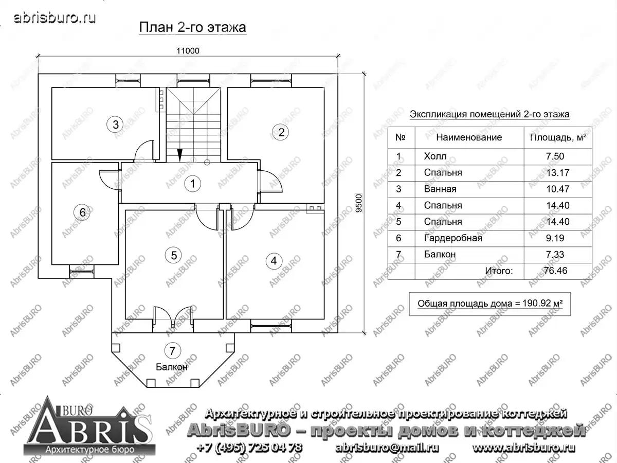 План 2-го этажа коттеджа