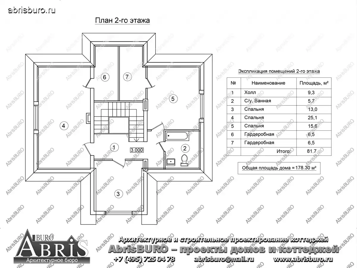 План 2-го этажа коттеджа