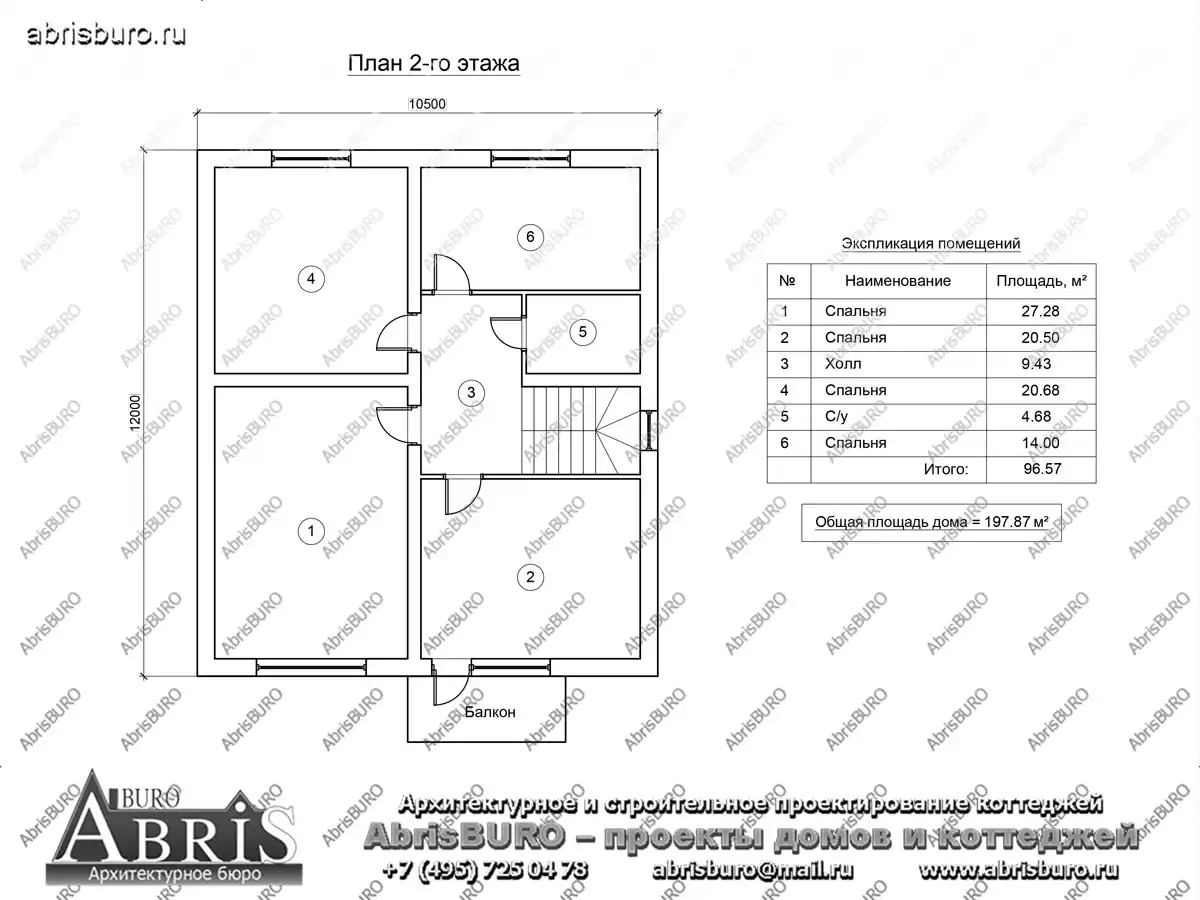 План 2-го этажа коттеджа