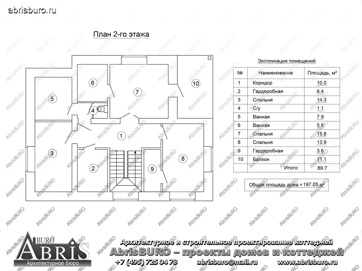 План 2-го этажа коттеджа