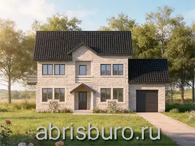 K1778-185 Проект двухэтажного дома с гаражом, двумя балконами, сауной и верандой