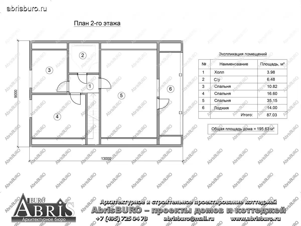 План 2-го этажа коттеджа