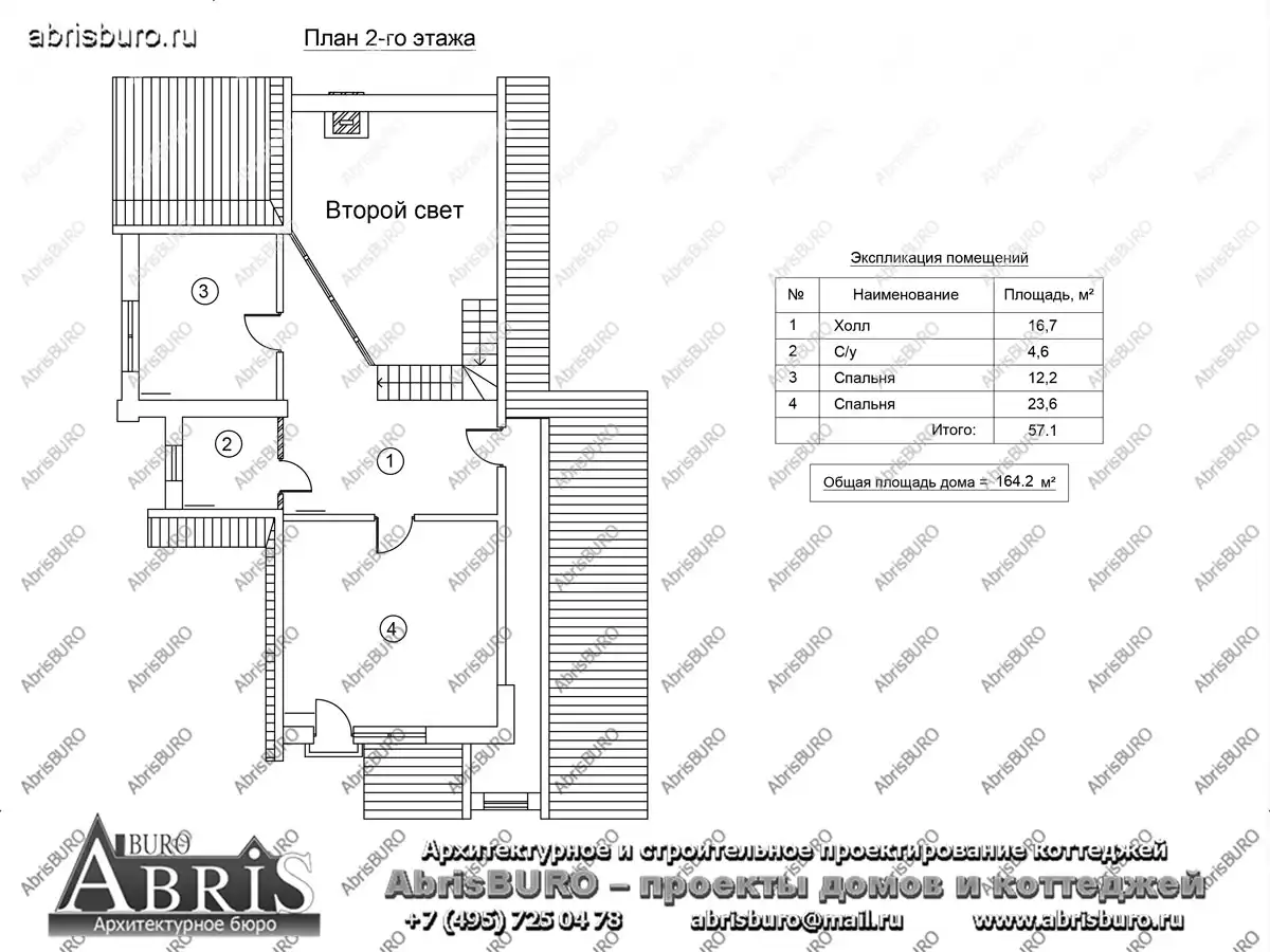 План 2-го этажа коттеджа