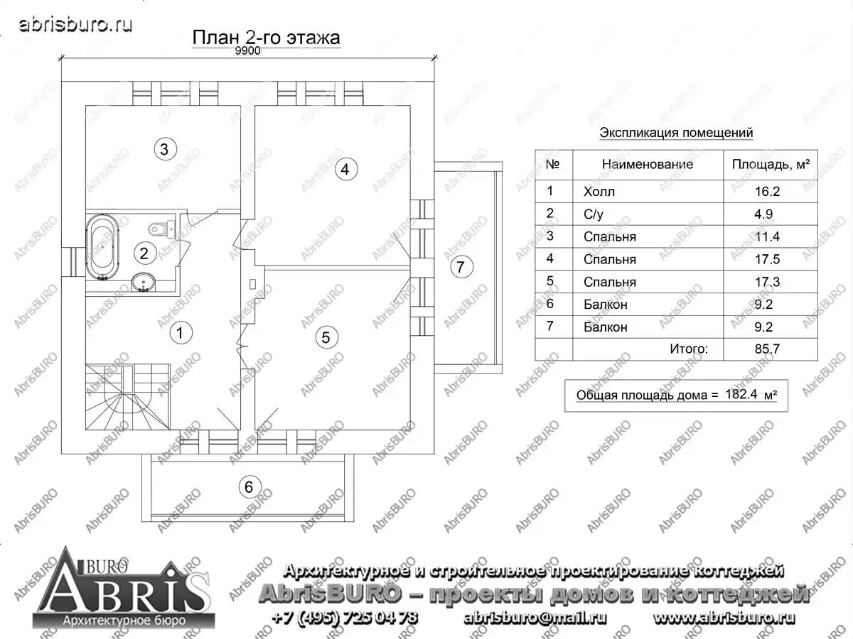 План 2-го этажа коттеджа