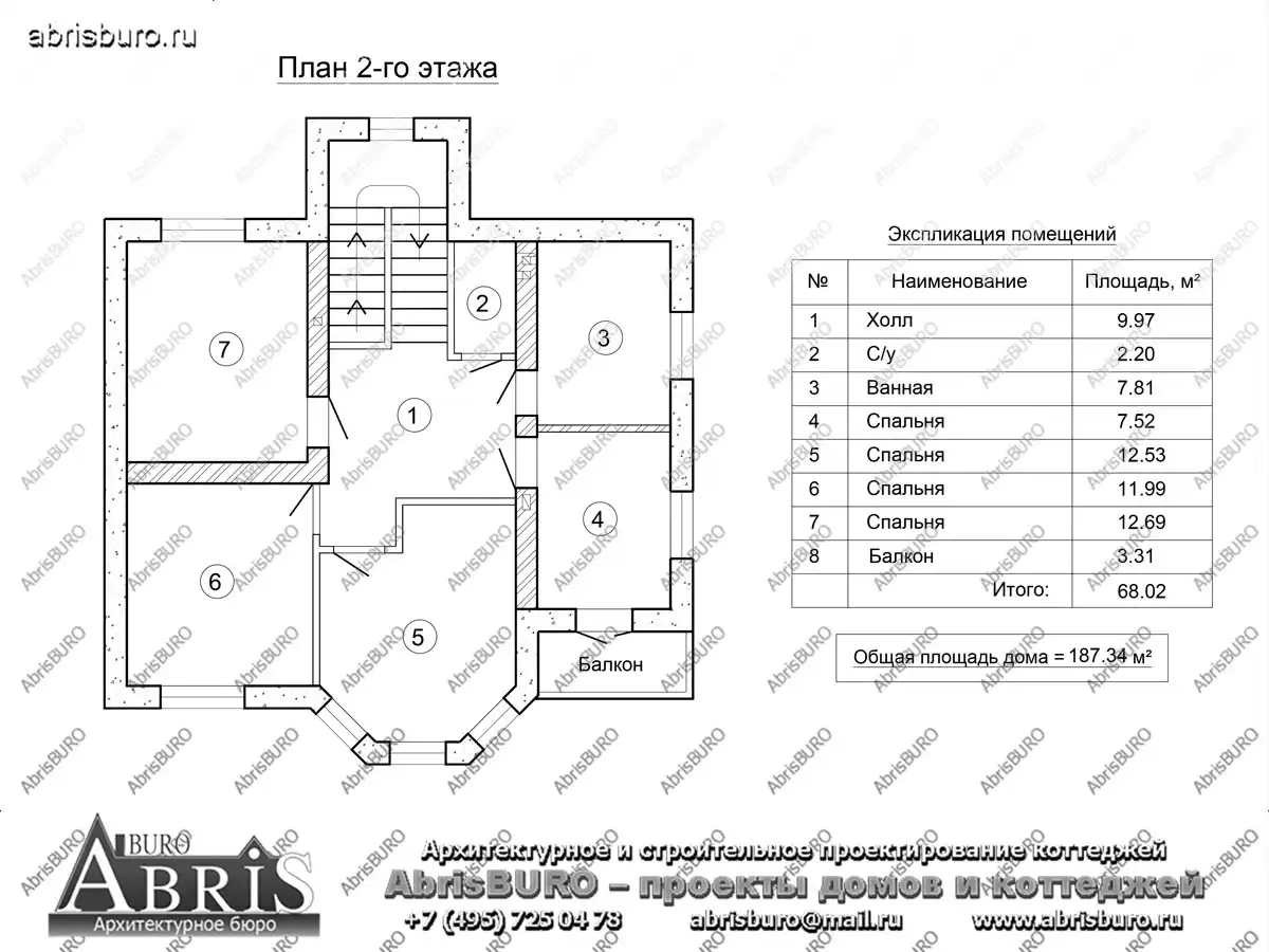 План 2-го этажа коттеджа