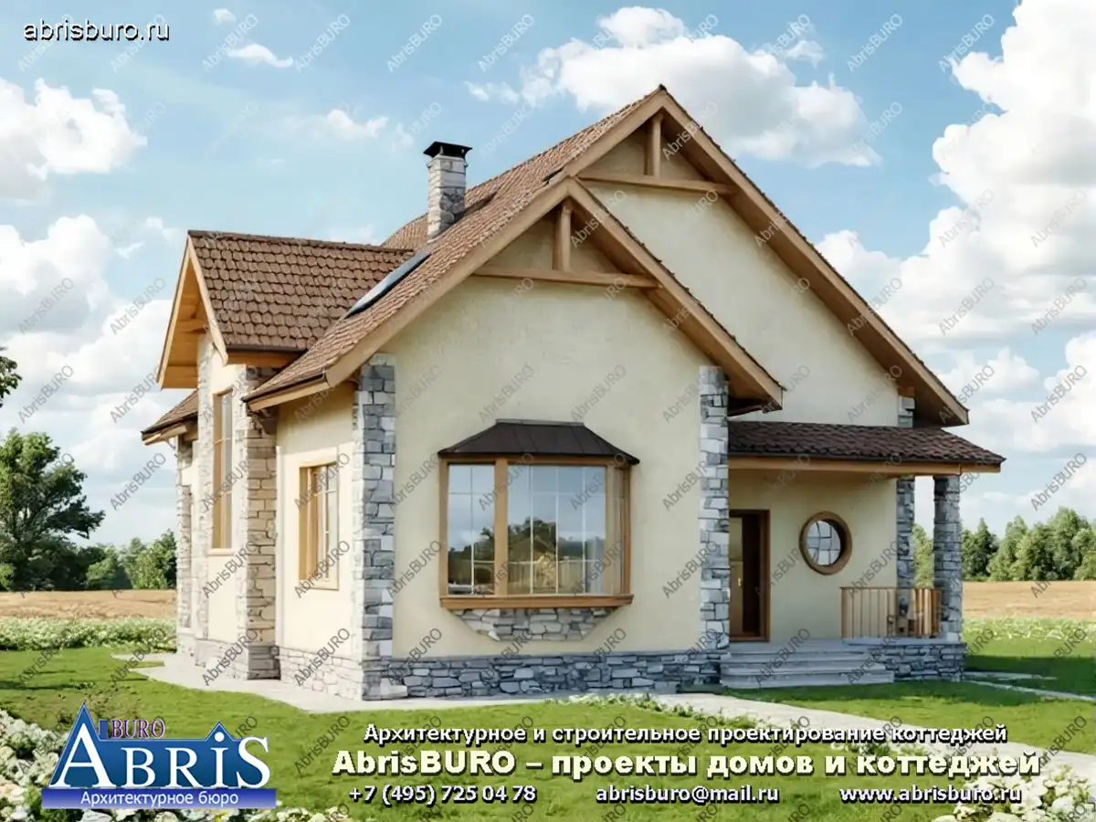 Главный фасад коттеджа (Вар.1)