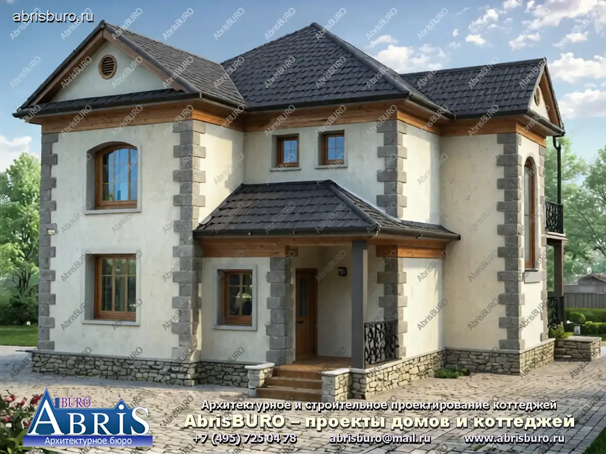 Главный фасад коттеджа (Вар.1)