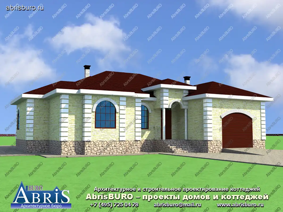 Главный фасад коттеджа (Вар.2)