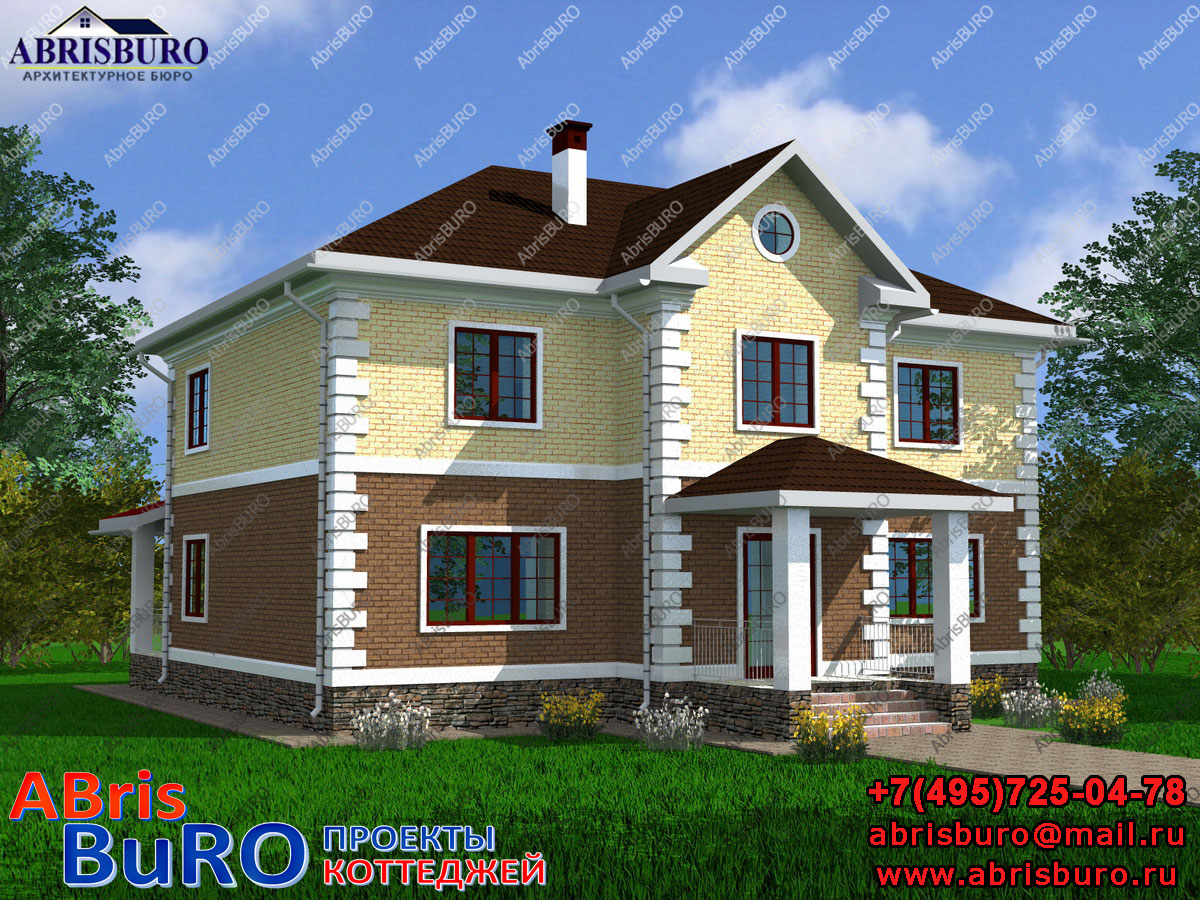 Проект дома с фасадами из облицовочного кирпича K2062-240