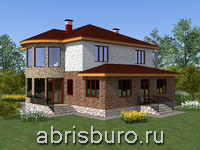 Проект двухэтажного дома с полукруглым эркером и крытой верандой K2094-234 общей площадью 233,8 м2