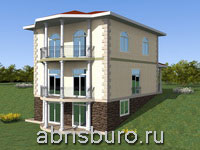 Проект двухэтажного дома с цокольным этажом на склоне K2095-227 общей площадью 227,1 м2