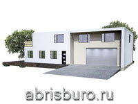 K2106-218 Проект двухэтажного дома с гаражом, террасой и лоджией в стиле хай-тек общей площадью 218,3 м2