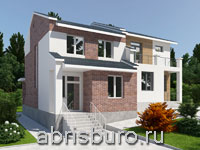 K2109-213 Проект двухэтажного сдвоенного дома - дуплекса с балконом и террасой общей площадью 213,0 м2