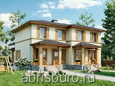 K2112-221 Проект двухэтажного дуплекса для круглогодичного проживания двух семей общей площадью 221,2 м2