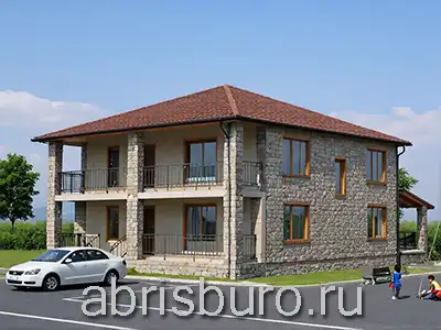 K2147-213 Проект двухэтажного коттеджа с 4 спальнями, кабинетом, крыльцом, террасой, балконом и вальмовой крышей общей площадью 213,09 м2 и габаритными размерами 11,9 х 15,85 м.