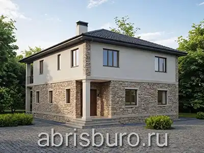 K2163-208 Проект двухэтажного загородного дома с вальмовой крышей, террасой, лоджией и 6 спальнями, общей площадью 208.3 м2 и габаритными размерами 11,3 х 14,2 м.