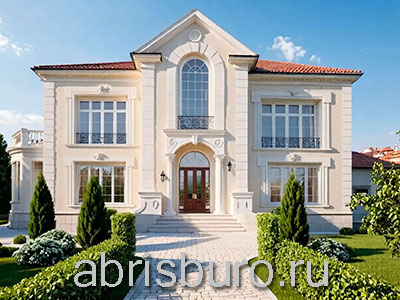 Проект двухэтажного особняка K2168-232 с гаражом, эркером, зимним садом, балконом и библиотекой