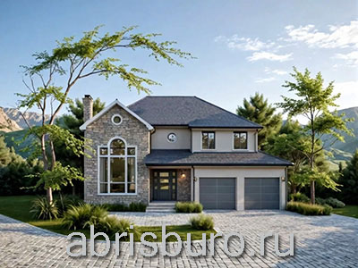 Проект загородного дома K2169-219 с гаражом, вторым светом и библиотекой