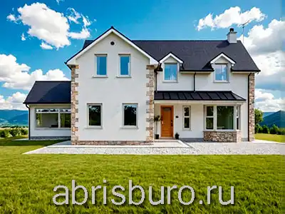 Проект коттеджа K2170-242 с эркером, зимним садом и 5 спальнями