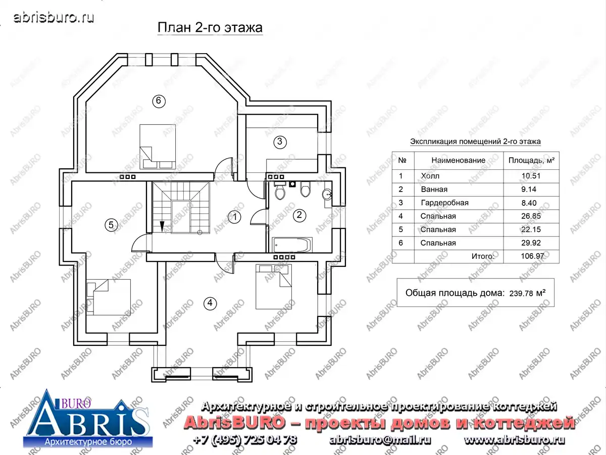 План 2-го этажа коттеджа