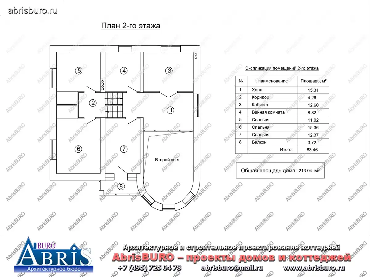 План 2-го этажа коттеджа