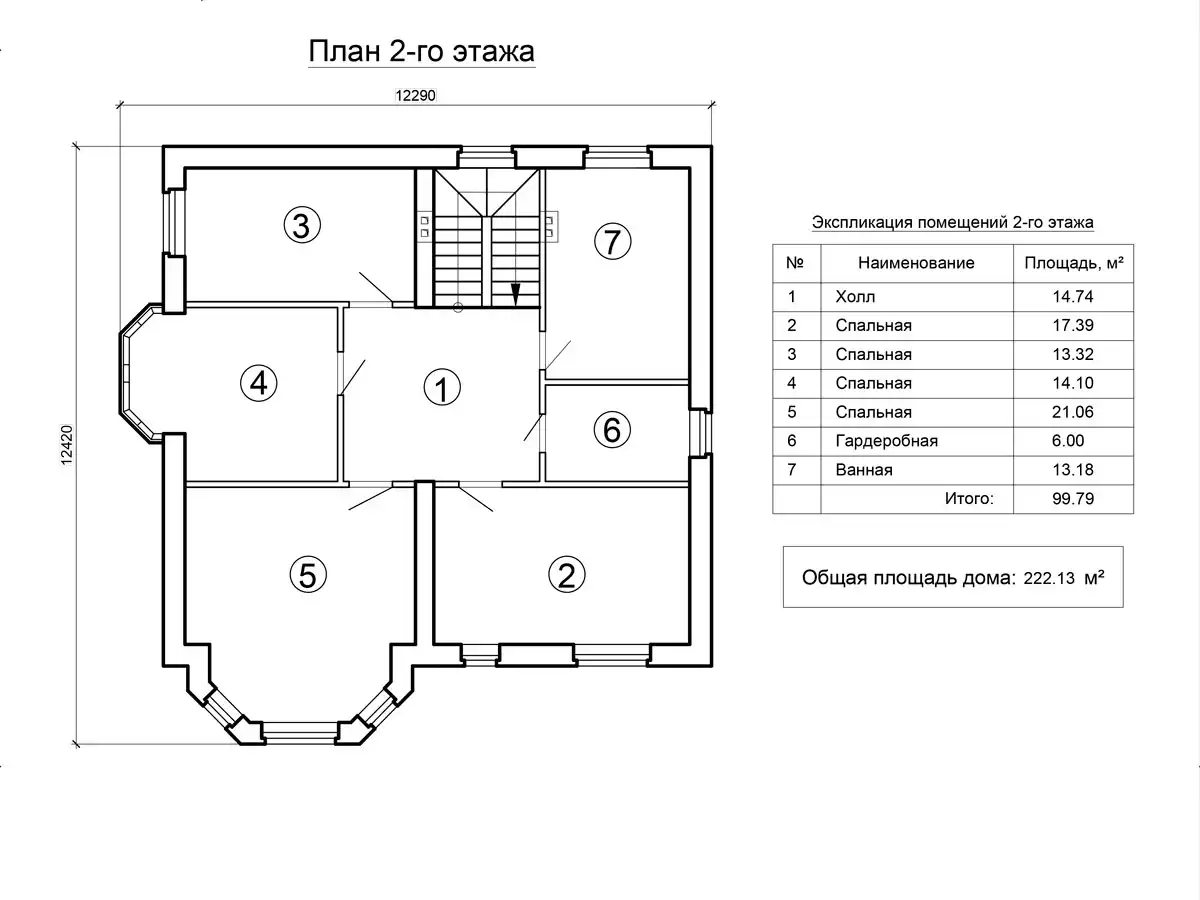 План 2-го этажа коттеджа