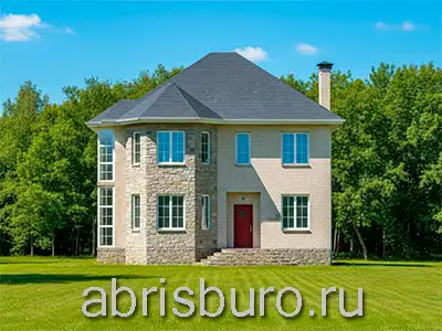 K2178-222 Проект двухэтажного дома с двумя эркерами, террасой и 4 спальнями