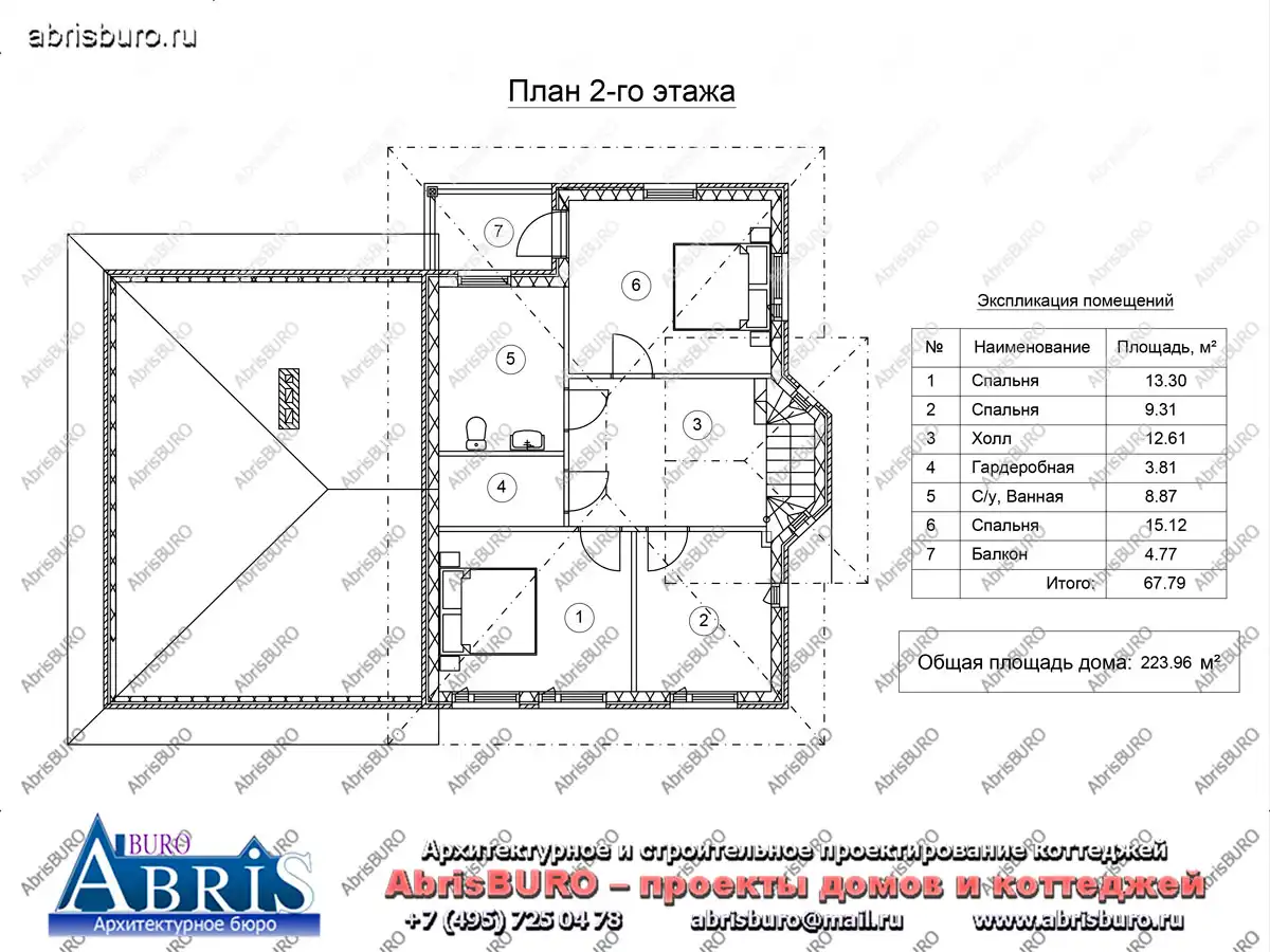 План 2-го этажа коттеджа