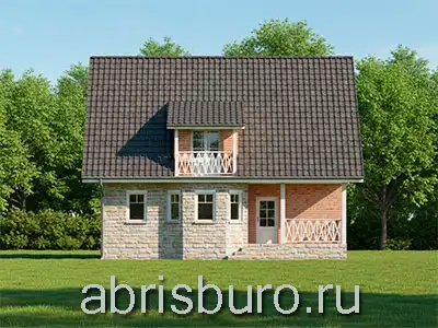 K2180-226 Проект мансардного двухэтажного коттеджа с эркером, балконом и 5 спальнями