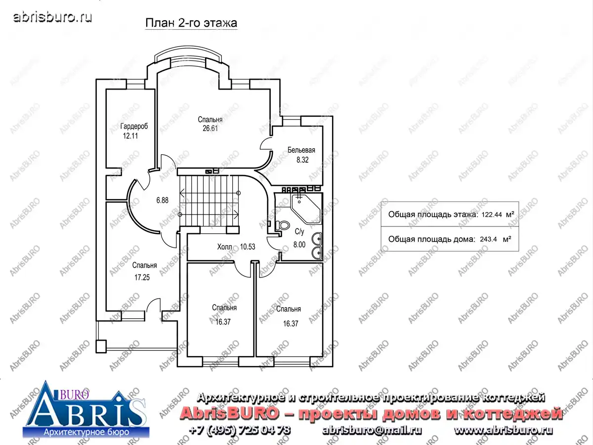 План 2-го этажа коттеджа