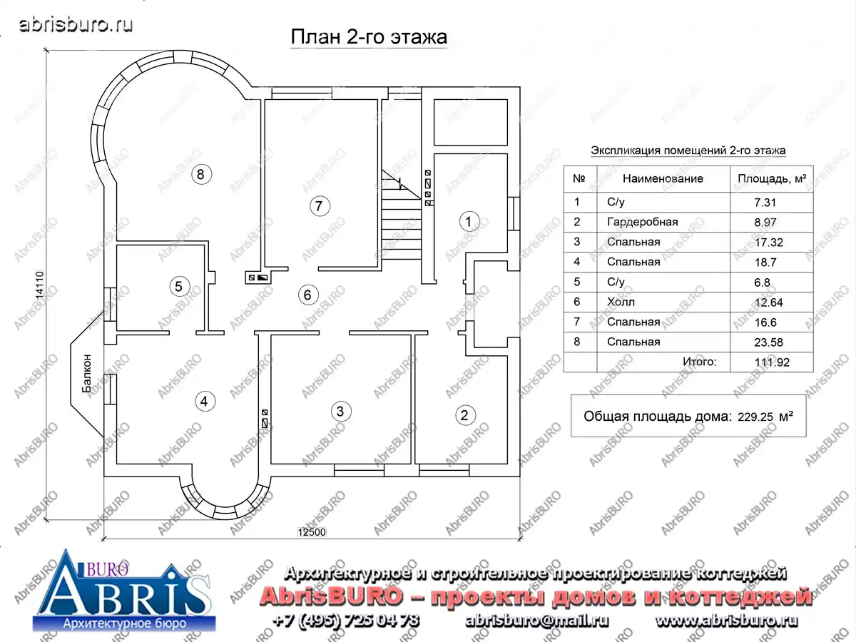 План 2-го этажа коттеджа