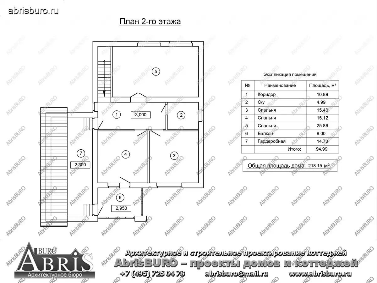 План 2-го этажа коттеджа
