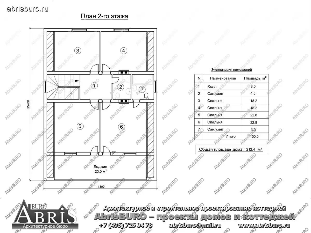 План 2-го этажа коттеджа