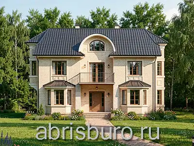 K2194-220 Проект двухэтажного дома с эркерами, балконом и 4 спальнями