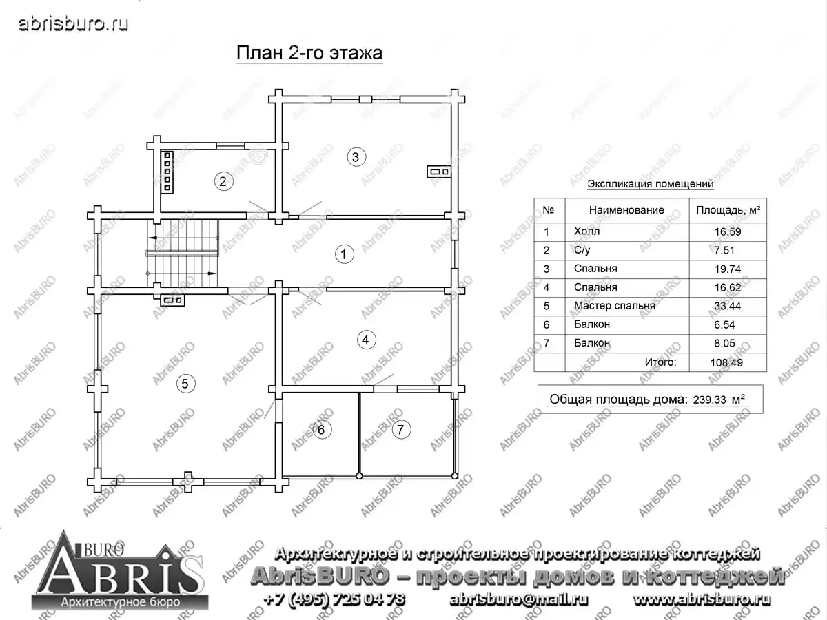 План 2-го этажа коттеджа