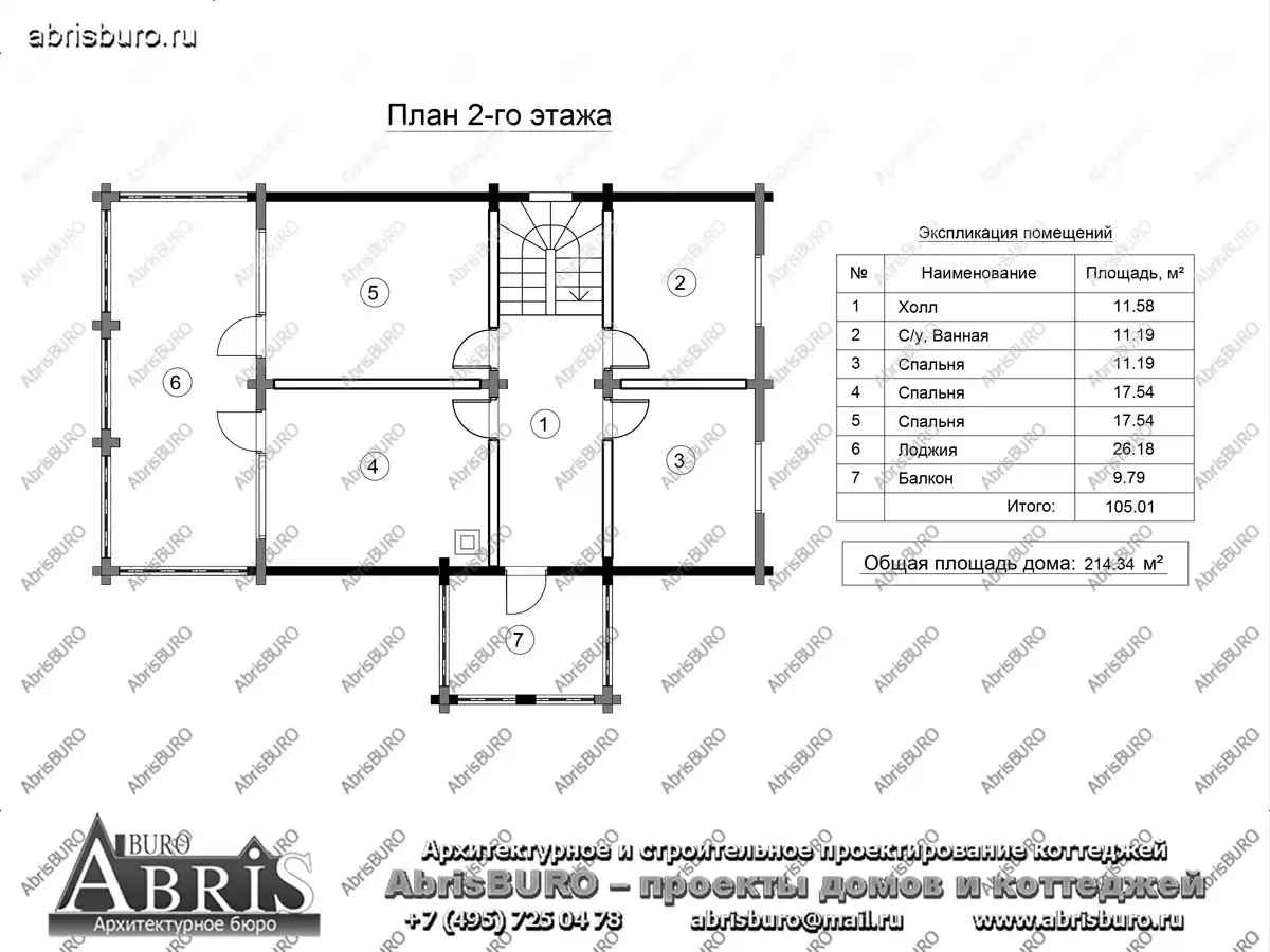 План 2-го этажа коттеджа