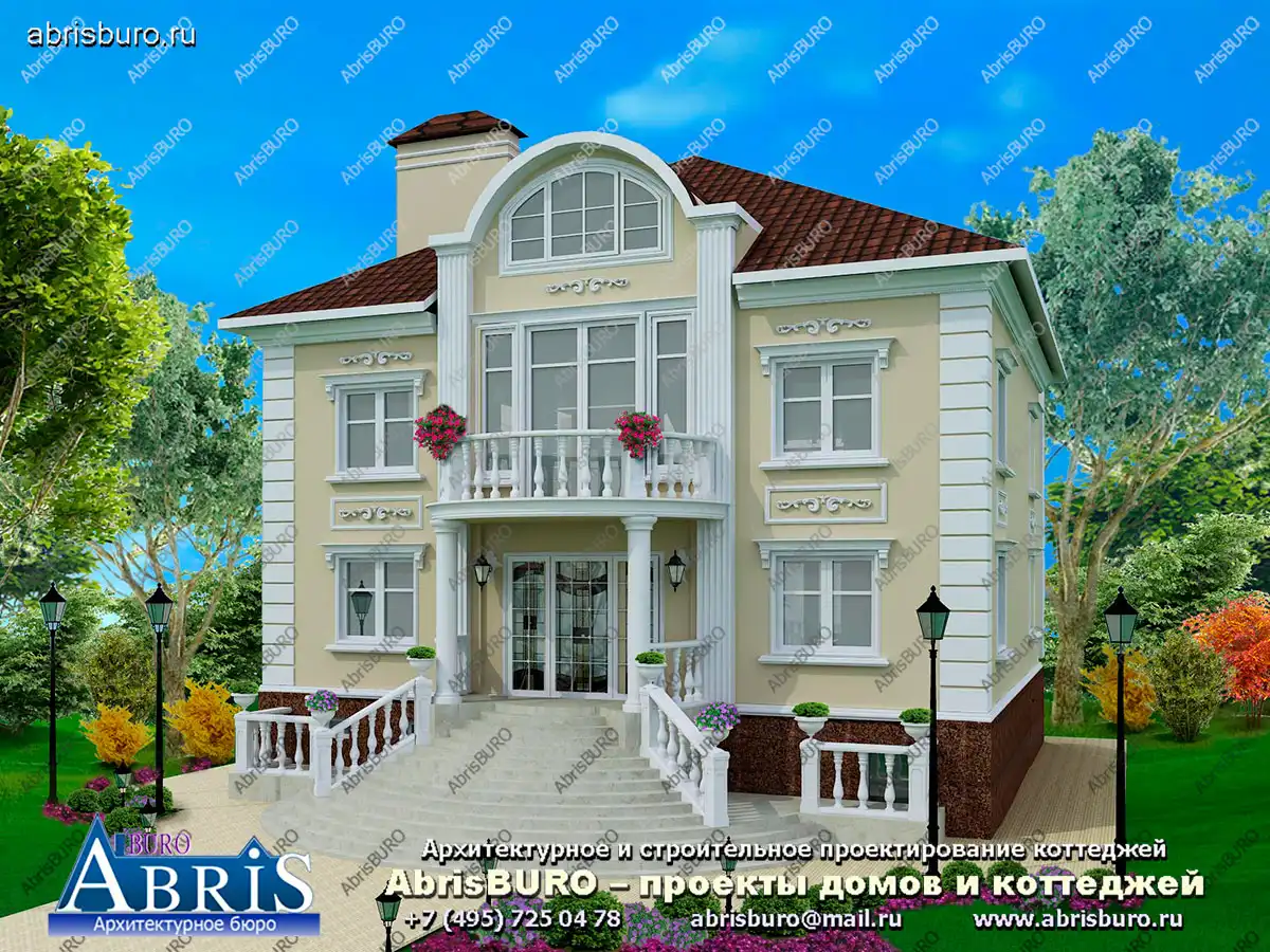 Главный фасад коттеджа (Вар.2)