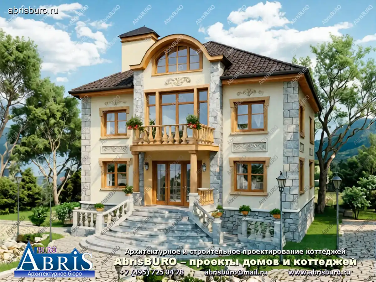 Главный фасад коттеджа (Вар.1)