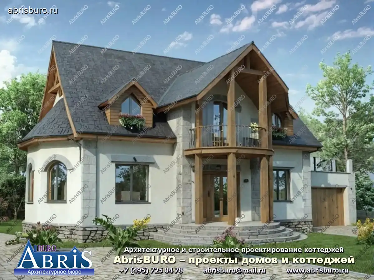 Главный фасад коттеджа (Вар.1)