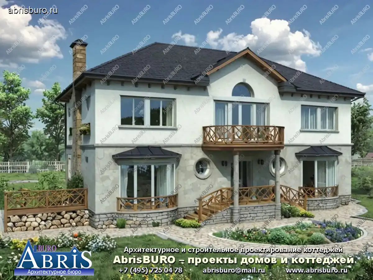 Главный фасад коттеджа (Вар.1)