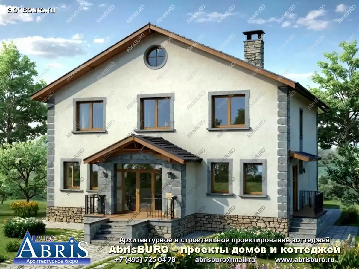 Главный фасад коттеджа (Вар.1)