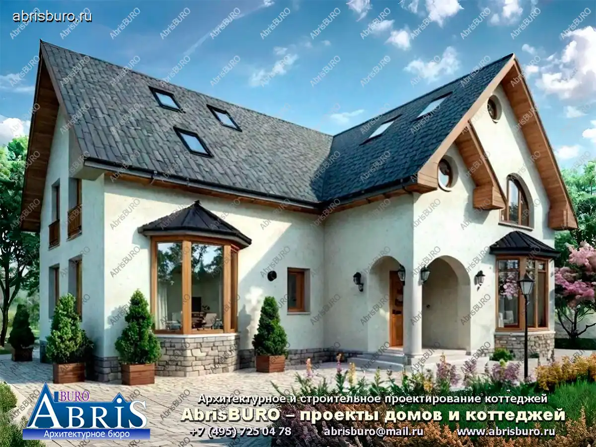 Главный фасад коттеджа (Вар.1)