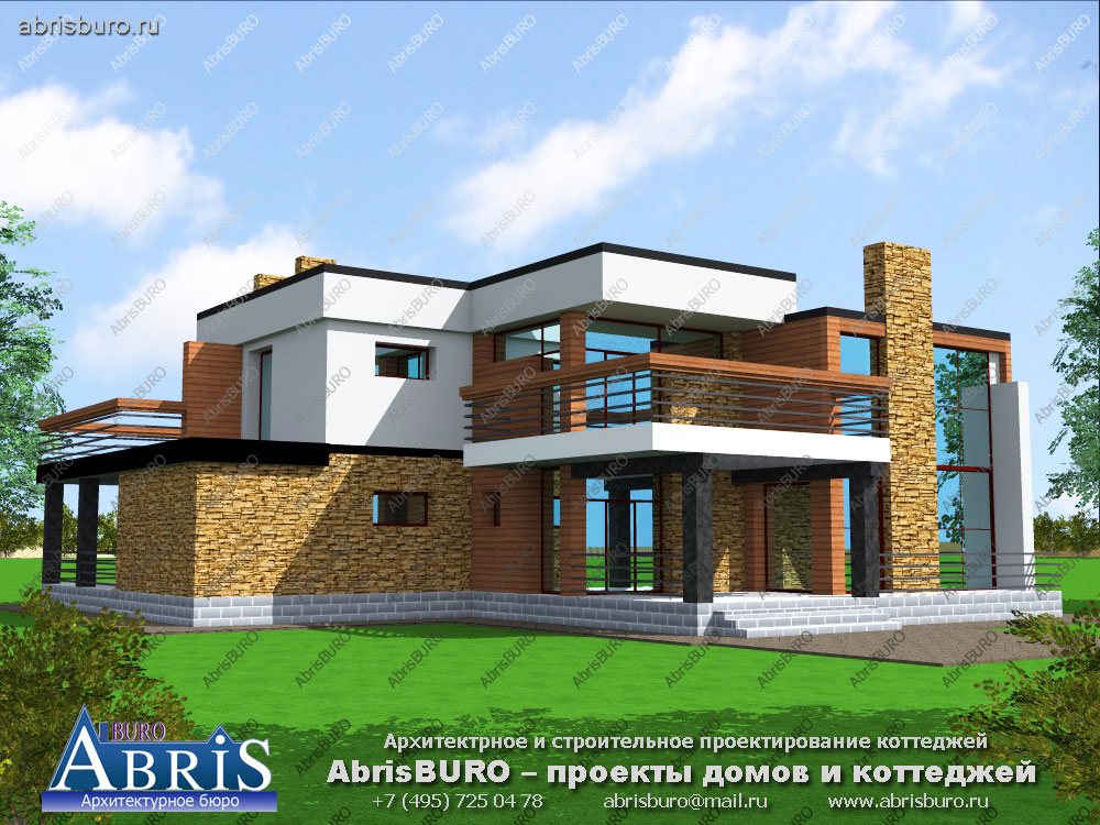Проекты коттеджей в стиле хай-тек на сайте www.abrisburo.ru