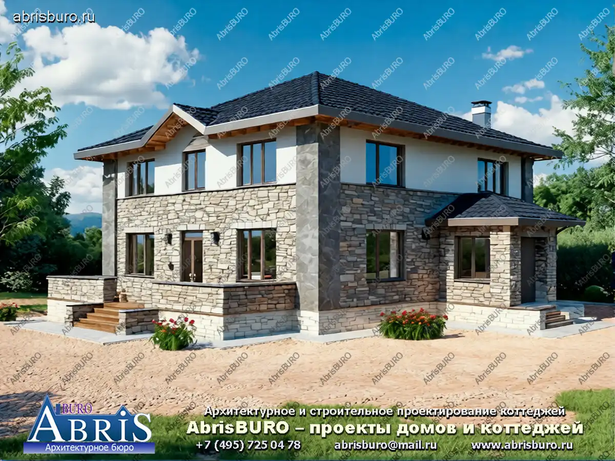 3d Фасад коттеджа (Вар.2)