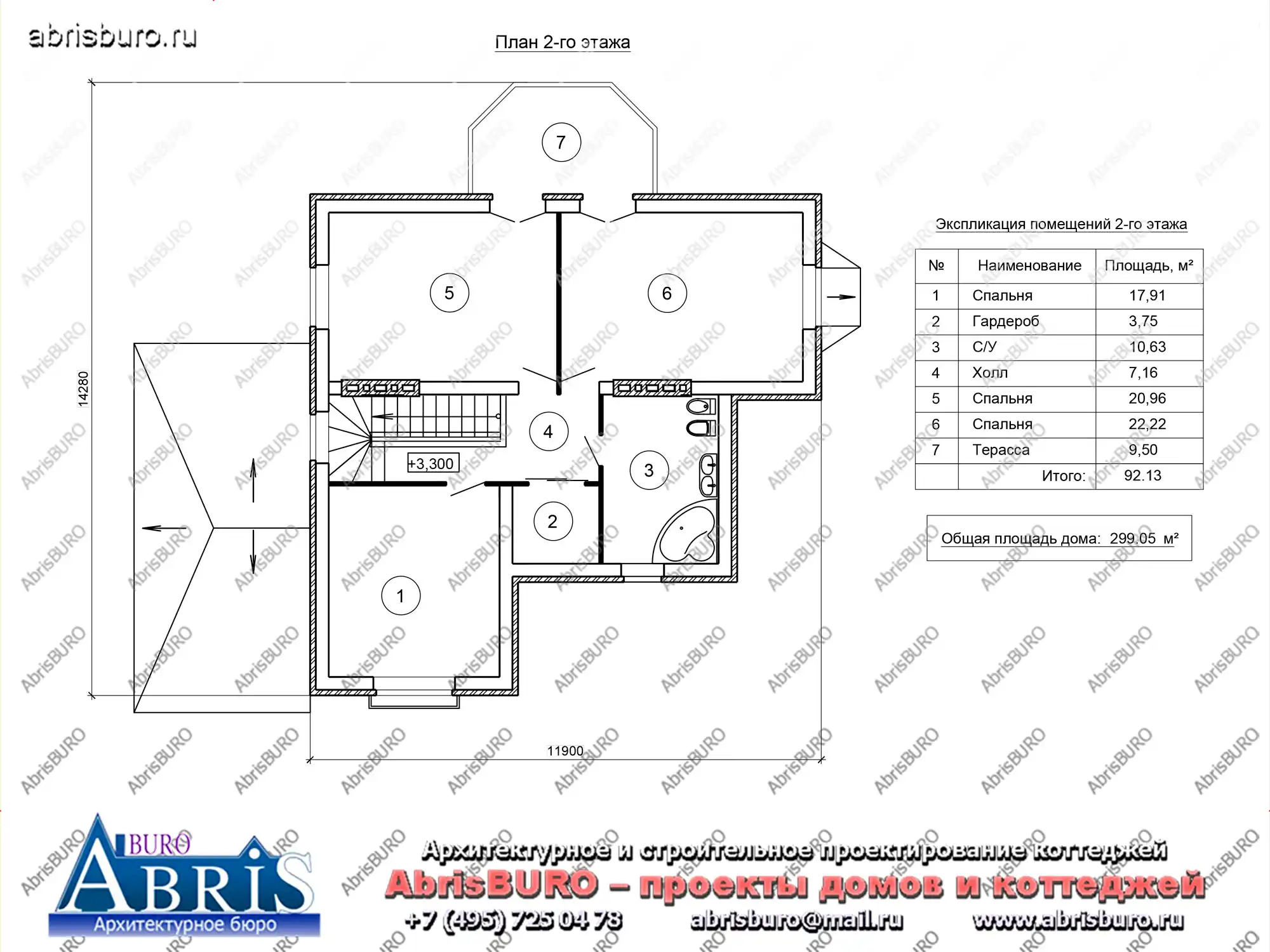 План 2-го этажа коттеджа