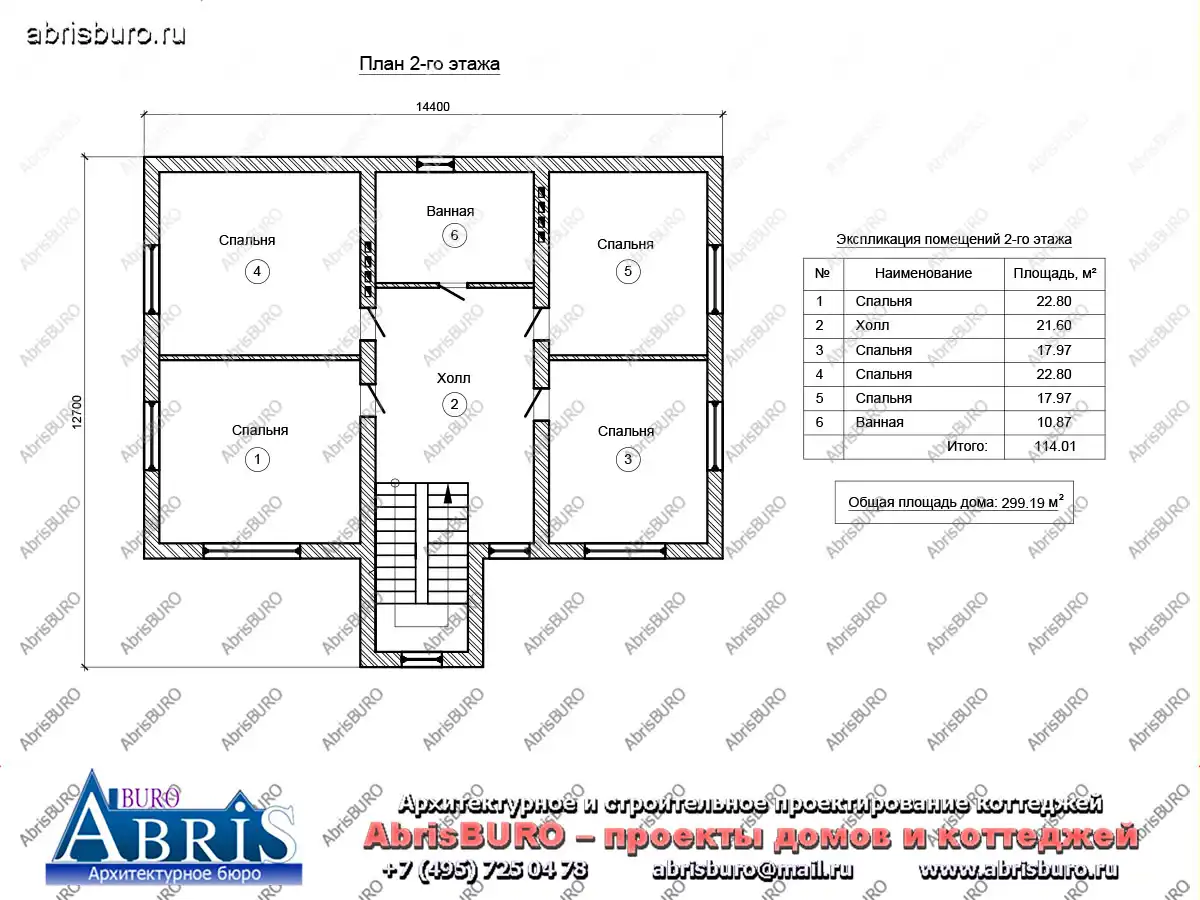 План 2-го этажа коттеджа